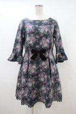 画像1: axes femme POETIQUE / ローズ起毛ワンピース M グリーン H-26-10-08-1032-AX-OP-NS-ZH (1)