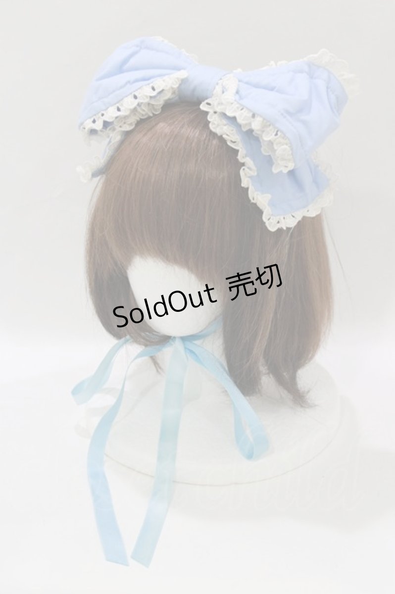 画像1: metamorphose / 無地レース付きリボンヘッドドレス  サックス H-26-10-08-064-ME-AC-IG-ZH (1)
