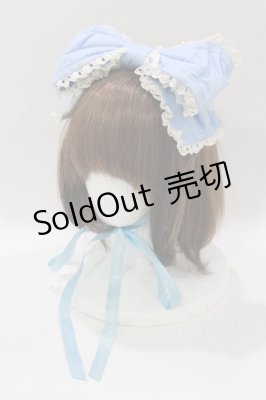 Preview of 無地レース付きリボンヘッドドレス  サックス