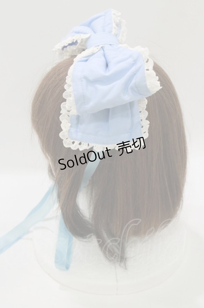 画像2: metamorphose / 無地レース付きリボンヘッドドレス  サックス H-26-10-08-064-ME-AC-IG-ZH (2)