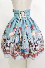 画像3: ALICE and the PIRATES / クリスの百鬼夜行〜宵に咲き誇る妖の華〜柄ハイウエストスカート one size fits all 孔雀青 H-26-10-08-007-PA-SK-SA-ZH (3)