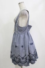 画像2: Ank Rouge / ギンガムチェック裾刺繍ミニワンピース M ネイビー H-26-10-09-030-CA-OP-SA-ZH (2)