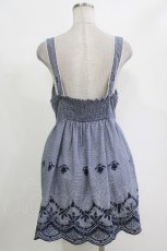 画像3: Ank Rouge / ギンガムチェック裾刺繍ミニワンピース M ネイビー H-26-10-09-030-CA-OP-SA-ZH (3)