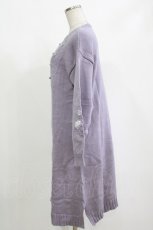 画像2: axes femme / 袖刺繍チャイナ釦ニットワンピース M パープル H-26-10-09-033-AX-OP-NS-ZH (2)