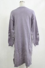画像3: axes femme / 袖刺繍チャイナ釦ニットワンピース M パープル H-26-10-09-033-AX-OP-NS-ZH (3)