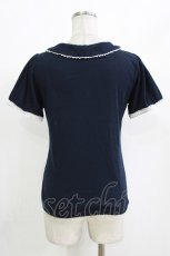 画像3: axes femme / レース切替リブトップス M ネイビー H-26-10-09-050-AX-TO-NS-ZH (3)