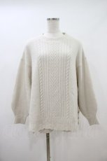 画像1: axes femme / 裾ボタンロングニットプルオーバー M オフ H-26-10-09-1037-AX-TO-NS-ZH (1)
