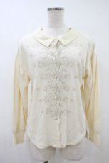 画像1: axes femme / 刺繍入シャツデザインプルオーバー M 生成り H-26-10-09-1039-AX-TO-NS-ZH (1)