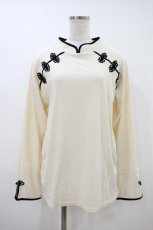 画像1: axes femme / チャイナ釦マオカラープルオーバー Free 生成り/ブラック H-26-10-09-1040-AX-TO-NS-ZH (1)