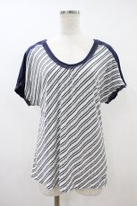 画像1: axes femme / バックリボンボーダートップス M オフ/ネイビー H-26-10-09-1043-AX-TO-NS-ZH (1)