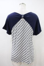画像2: axes femme / バックリボンボーダートップス M オフ/ネイビー H-26-10-09-1043-AX-TO-NS-ZH (2)