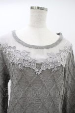 画像3: axes femme / シフォン切替ニットプルオーバー M グレー H-26-10-09-1046-AX-TO-NS-ZH (3)