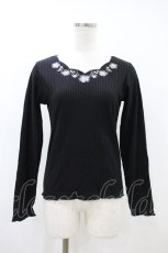 画像1: axes femme / お花カットワークプルオーバー M ブラック H-26-10-09-1051-AX-TO-NS-ZH (1)