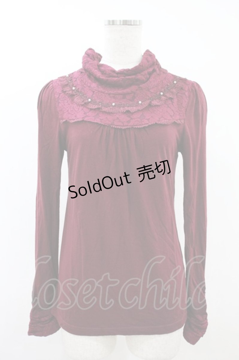 画像1: axes femme / レース切替プルオーバ－ M ワイン H-26-10-09-1055-AX-TO-NS-ZH (1)