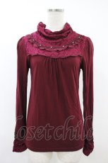画像1: axes femme / レース切替プルオーバ－ M ワイン H-26-10-09-1055-AX-TO-NS-ZH (1)