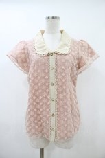 画像1: axes femme / お花刺繍ブラウス M ピンク/ベージュ H-26-10-09-1057-AX-BL-NS-ZH (1)