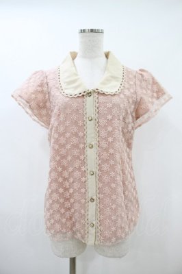 Preview of お花刺繍ブラウス M ピンク/ベージュ