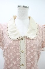 画像3: axes femme / お花刺繍ブラウス M ピンク/ベージュ H-26-10-09-1057-AX-BL-NS-ZH (3)