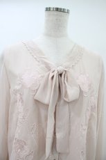 画像3: axes femme / フラワー刺繍ボウタイブラウス M ピンク H-26-10-09-1059-AX-BL-NS-ZH (3)