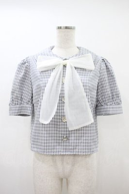 Preview of ビジュボタンチェックトップス M グレーｘシロ