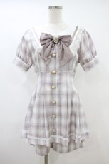 画像1: Ank Rouge / セーラーカラーチェック柄コンビネゾン M ピンクチェック H-26-10-09-1003-CA-OP-SA-ZH (1)