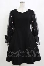 画像1: LODISPOTTO / ローズ刺繍ワンピース M ブラック H-26-10-09-021-LO-OP-NS-ZH (1)