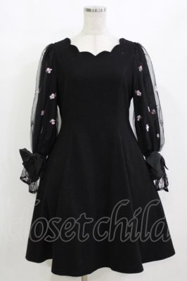 Preview of ローズ刺繍ワンピース M ブラック