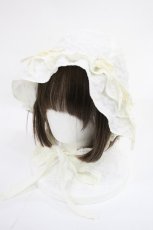 画像1: merry jenny / ribbonフリルハット  アイボリー H-26-10-10-042-LO-AC-OW-ZH (1)