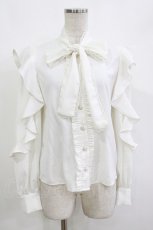 画像1: Ank Rouge / ハイネックリボンタイブラウス M 白 H-26-10-10-1045-CA-BL-SA-ZH (1)