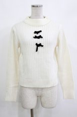 画像1: Ank Rouge / ベロアリボンニット M オフ×クロ H-26-10-10-1049-CA-TO-IG-ZH (1)