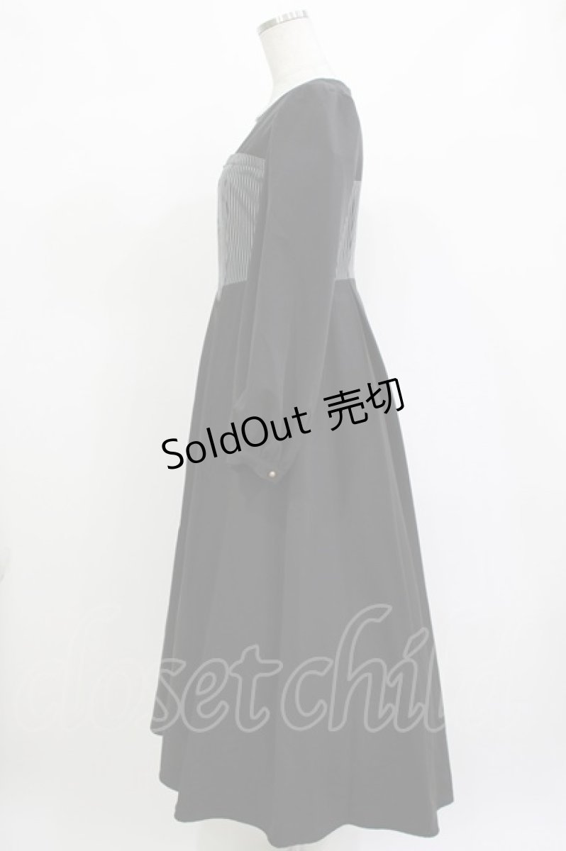 画像2: Maison de FLEUR Petite Robe canone / 森でワルツをワンピース（ストライプ） S BLACK H-26-10-10-1016-LO-OP-NS-ZH (2)