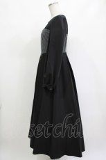 画像2: Maison de FLEUR Petite Robe canone / 森でワルツをワンピース（ストライプ） S BLACK H-26-10-10-1016-LO-OP-NS-ZH (2)