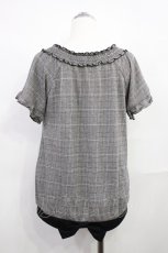 画像2: axes femme / チェック柄オフショルブラウス風プルオーバー M グレー H-26-10-10-016-AX-TO-SZ-ZH (2)