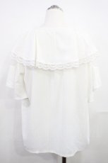 画像2: axes femme / 刺繍入ケープブラウス Free オフ H-26-10-10-031-AX-BL-IG-ZH (2)