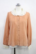 画像1: axes femme / カッティング刺繍襟リボン付きブラウス M オレンジ H-26-10-10-035-AX-BL-OW-ZH (1)