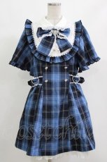 画像1: DearMyLove / ケープ風フレアスリーブヨークワンピース 3L ブルー H-26-10-11-029-GO-OP-YZ-ZH (1)