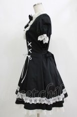 画像2: Puppet Bombs / ヨーク切り替えレースアップワンピース L ブラック H-26-10-11-032-LO-OP-YZ-ZH (2)