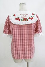 画像2: Amavel / Strawberry Farmフリルブラウス Free レッドギンガム H-26-10-11-042-CA-BL-NS-ZH (2)