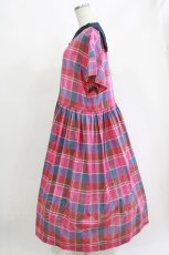 画像2: Jane Marple Dans Le Salon / French madras check marine collar dress M マゼンタ×ライトネイビー H-26-10-11-047-JM-OP-AK-ZH (2)