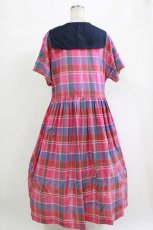 画像3: Jane Marple Dans Le Salon / French madras check marine collar dress M マゼンタ×ライトネイビー H-26-10-11-047-JM-OP-AK-ZH (3)