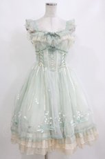 画像1: Mie Ye（海外ロリータブランド） / 鈴蘭刺繍チュールサイド編み下げジャンパースカート M ミント H-26-10-11-005-PU-OP-NS-ZH (1)