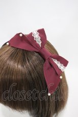 画像3: Innocent World / トーションレースとパールのカチューシャ  ワイン H-26-10-11-1004-IW-AC-YZ-ZH (3)
