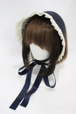 画像1: Victorian maiden / アメリアレーシーノーブルサテンハーフボンネット  ネイビー H-26-10-11-1006-CL-AC-YZ-ZH (1)