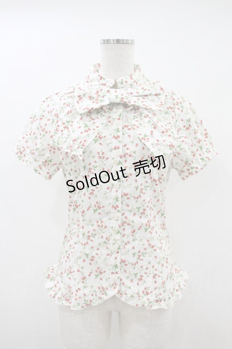 画像1: PEACE NOW / いちご柄ブラウス M 白 H-26-10-11-1056-PU-BL-AK-ZH (1)