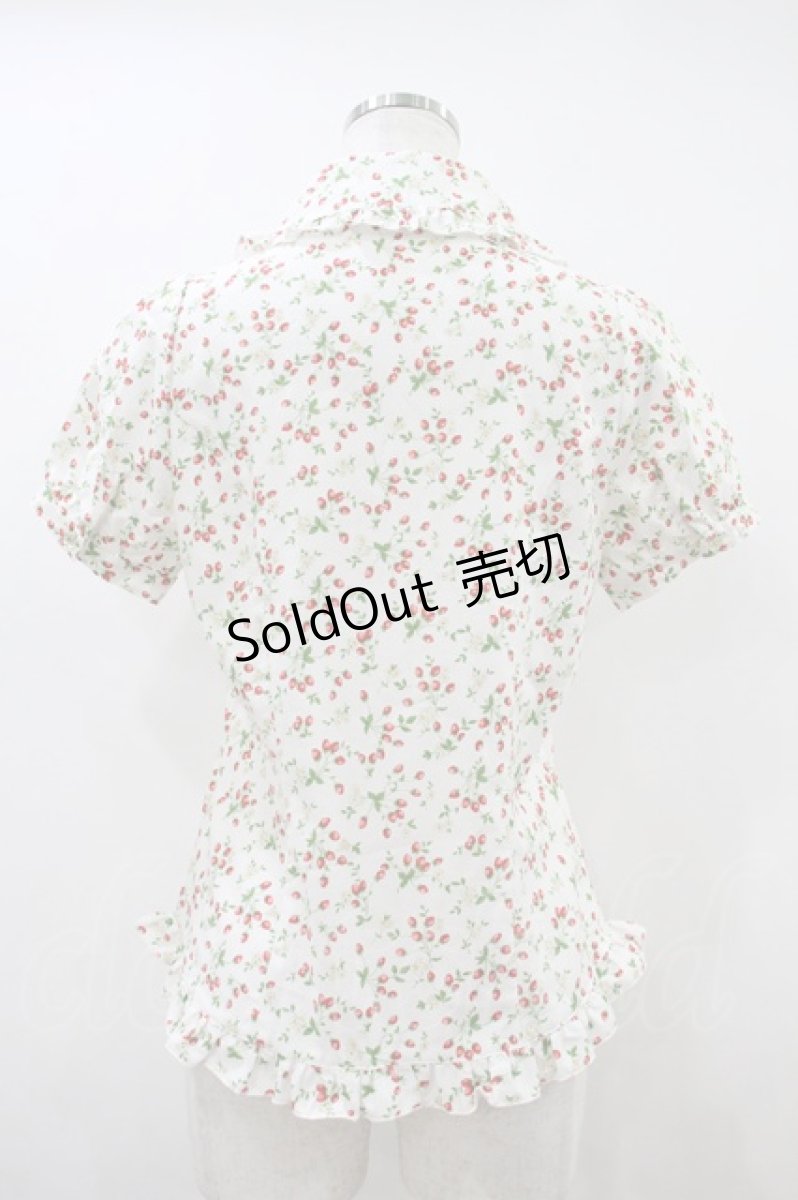 画像2: PEACE NOW / いちご柄ブラウス M 白 H-26-10-11-1056-PU-BL-AK-ZH (2)