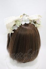 画像2: Anges et Demons / ティアラ付きコサージュカチューシャ  アイボリー H-26-10-11-1008-GO-AC-AK-ZH (2)