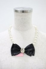 画像2: Victorian maiden / ロイヤルパールリボンネックレス  ブラック H-26-10-11-1016-CL-AC-YZ-ZH (2)