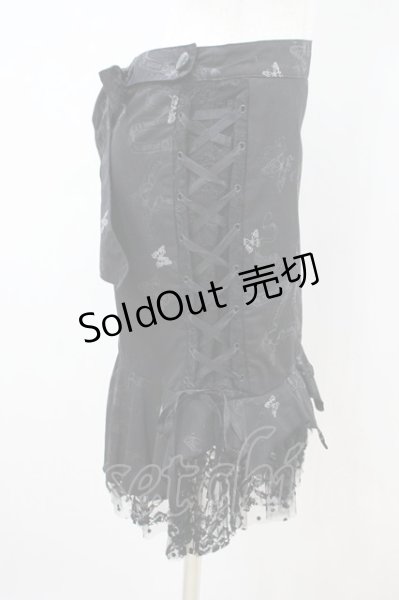 h.naoto Blood / 蝶プリントスカート 黒 H-26-10-11-1025-HN-SK-AK-ZH