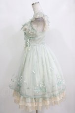 画像2: Mie Ye（海外ロリータブランド） / 鈴蘭刺繍チュールサイド編み下げジャンパースカート M ミント H-26-10-11-005-PU-OP-NS-ZH (2)