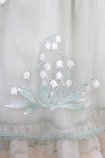 画像4: Mie Ye（海外ロリータブランド） / 鈴蘭刺繍チュールサイド編み下げジャンパースカート M ミント H-26-10-11-005-PU-OP-NS-ZH (4)